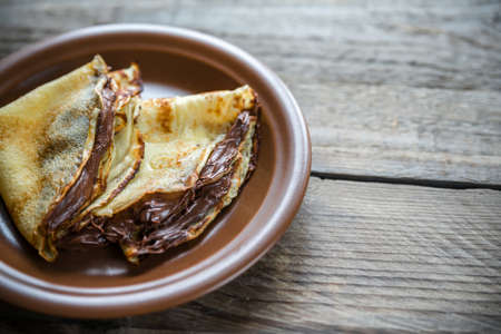 Crepes with chocolate creamの写真素材