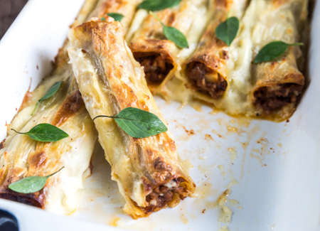 Stuffed cannelloni pastaの写真素材