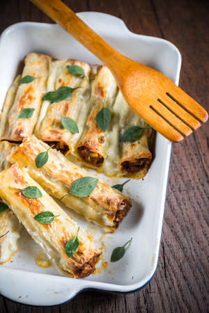 Stuffed cannelloni pastaの写真素材
