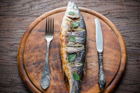 Grilled seabassの写真素材