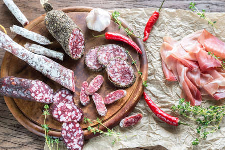 Salami and jamonの写真素材