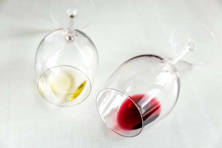 Red and white wineの写真素材