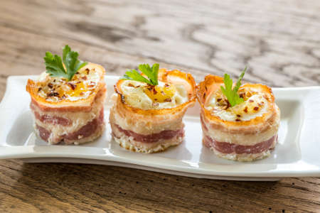 egg bacon cupsの写真素材