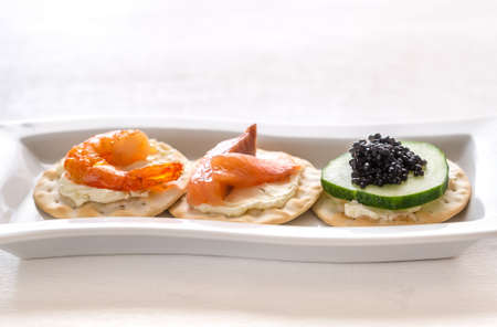 Seafood canapesの写真素材