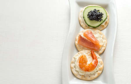 Seafood canapesの写真素材