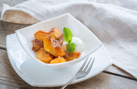 Caramelized peachesの写真素材