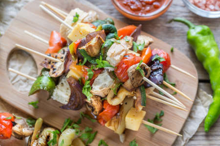 Grilled vegetables skewersの写真素材