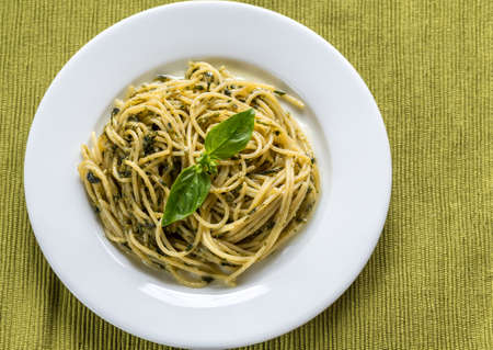 Pasta with pestoの写真素材