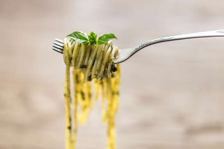 Pasta with pestoの写真素材