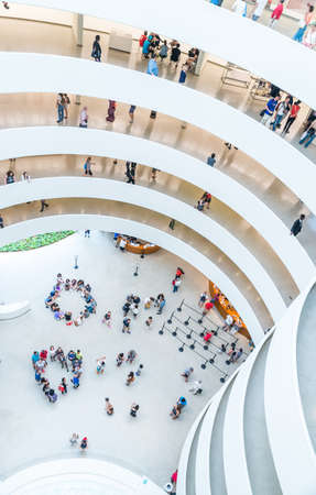 NEW YORK - JULY 10: Visitors inside of the Solomon R. Guggenheim Museum of modern and contemporary art in New York on July 10, 2015.のeditorial素材