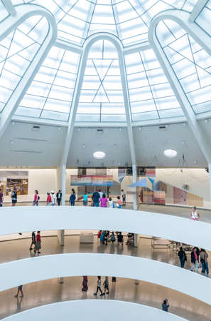 NEW YORK - JULY 10: Visitors inside of the Solomon R. Guggenheim Museum of modern and contemporary art in New York on July 10, 2015.のeditorial素材