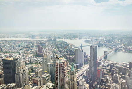 NEW YORK CITY - JULY 10: Aerial view of Manhattan on July 10, 2015 in New York. Manhattan is a major commercial, economic, and cultural center of the United States.のeditorial素材