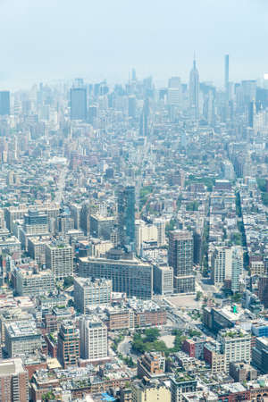 NEW YORK CITY - JULY 10: Aerial view of Manhattan on July 10, 2015 in New York. Manhattan is a major commercial, economic, and cultural center of the United States.のeditorial素材