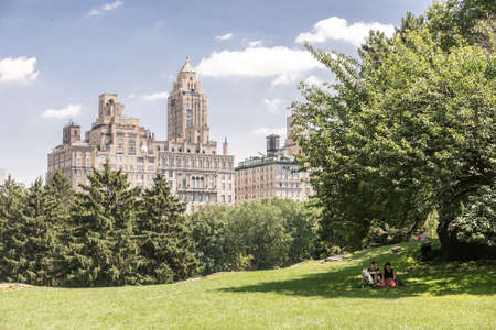 NEW YORK CITY - JULY 10: People have rest in Central Park on July 10, 2015 in New York. Central Park is an urban park in the central part of the borough of Manhattan.のeditorial素材