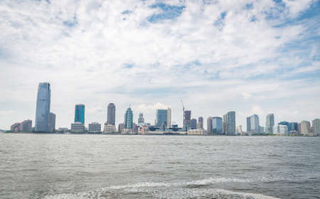 NEW YORK CITY - JULY 13: View on Jersey City on July 13, 2015 in New York. Jersey City is the second-most populous city in the U.S. state of New Jersey.のeditorial素材