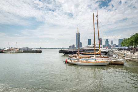 NEW YORK CITY - JULY 13: View on Brookfield Place on July 13, 2015 in New York. Brookfield Place is a complex of office buildings located across West Street from the World Trade Center in Manhattan.のeditorial素材