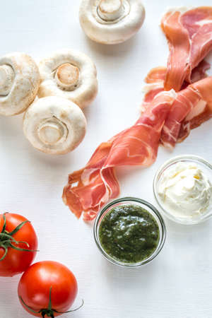 Mushroom - ham burgers ingredientsの写真素材