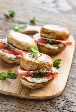 Mushroom - ham burgersの写真素材