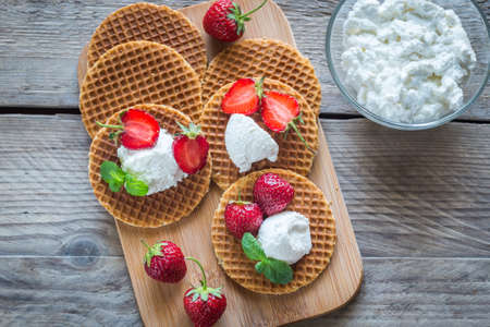 Waffles with ricottaの写真素材