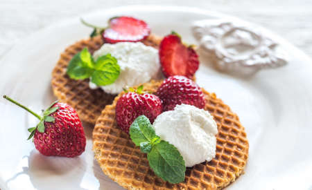 Waffles with ricottaの写真素材
