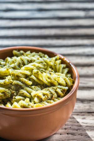 Pasta with pesto sauceの写真素材
