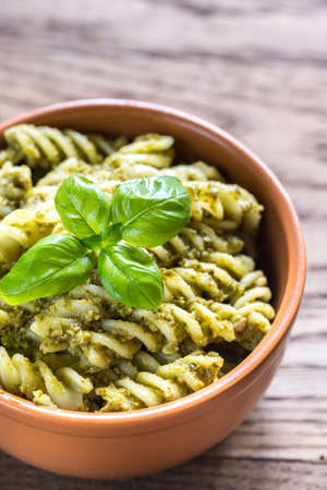 Pasta with pesto sauceの写真素材
