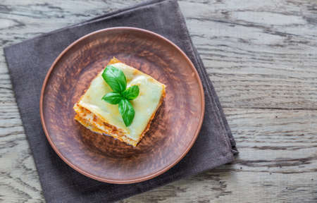 Portion of lasagnaの写真素材