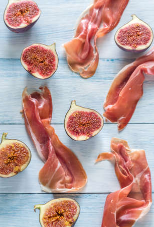 Dry-cured ham with figsの写真素材