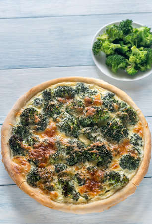 Pie with broccoli and cheeseの写真素材