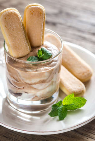Tiramisu in the glass bowl
