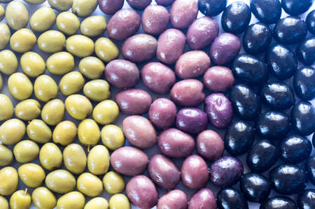 Assortment of olives: top viewの写真素材