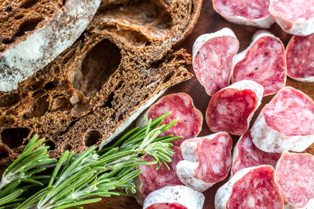 Fuet with dark-rye bread