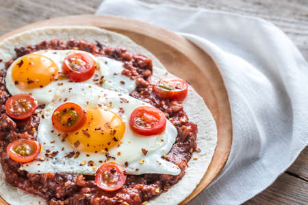 Huevos Rancheros mexican fried eggsの写真素材