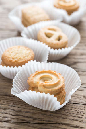 Butter cookies on the wooden table
