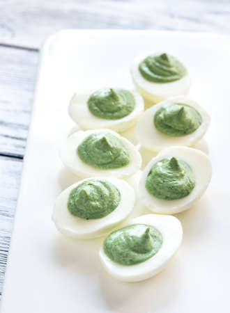 Spinach deviled eggs