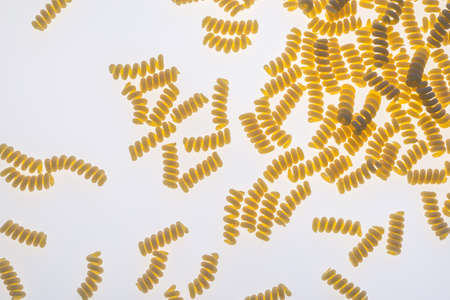 Raw fusilli pastaの写真素材