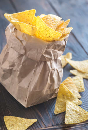 Nachos in the paper bagの写真素材