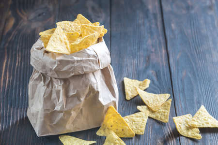 Nachos in the paper bagの写真素材