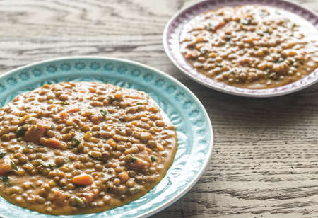 Two portions of lentil curry