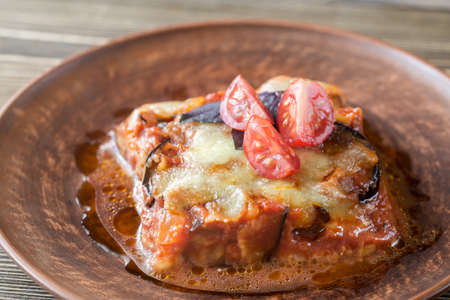 Portion of parmigiana di melanzaneの写真素材