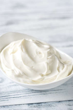 Bowl of Greek yogurtの写真素材