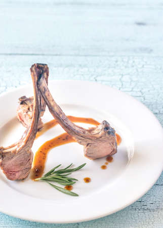 Grilled lamb rib chops on the plate
