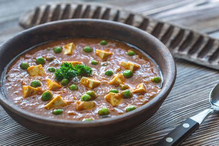 Bowl of mattar paneerの写真素材