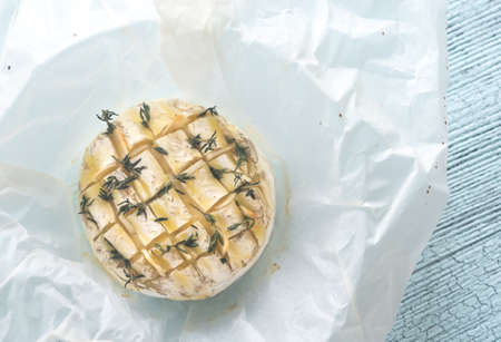 Camembert cheese fondueの写真素材