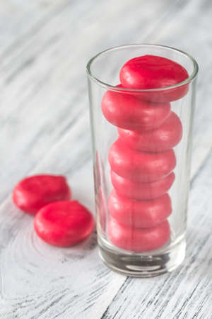 Stack of mini cheese in the glass