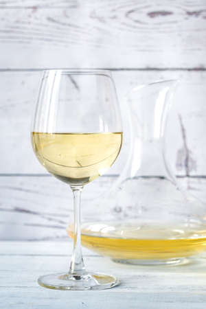 Glass of white wineの写真素材