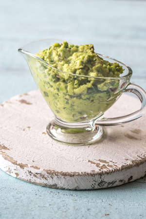 Guacamole in glass gravy-boatの写真素材
