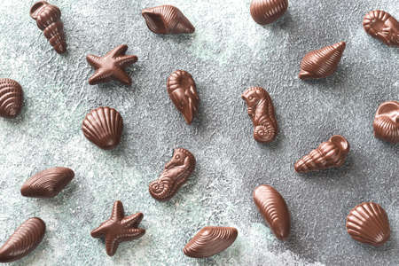 Chocolate candies in the shape of seafood
