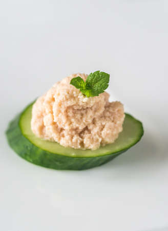 Cucumber caviar canape