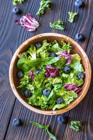Bowl of salad mix: top viewの写真素材